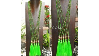 buddha head chrome gold tassels necklaces crystal beads 3color